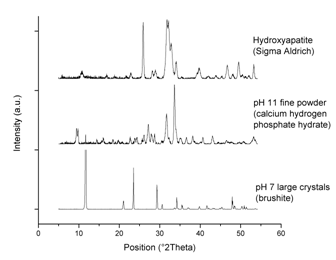 X-ray diffraction patterns of composite minerals and conventional (Sigma Aldrich) HAp.